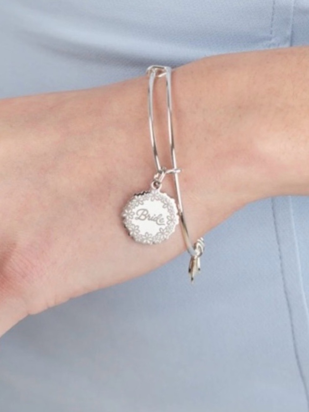 Bride Silver Tone Charm Bangle Bracelet by Alex + Ani - Picture 5 of 5